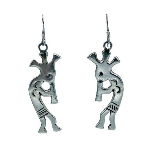 Vintage Sterling Silver Kokopelli Dangle/Drop Earrings Native Southwestern Large - Picture 3 of 8